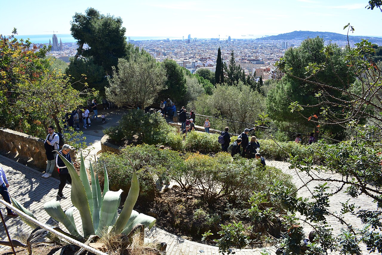 View over Barcelona and the sea from Park Güell