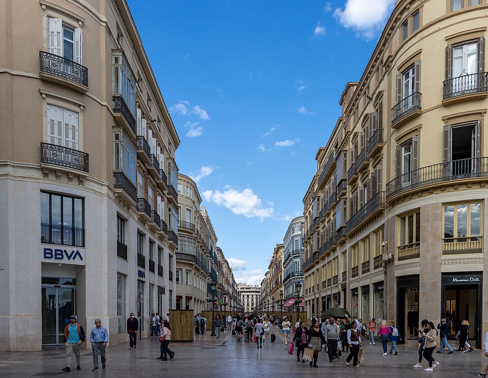 Gågatan Calle Larios i Málagas centrum
